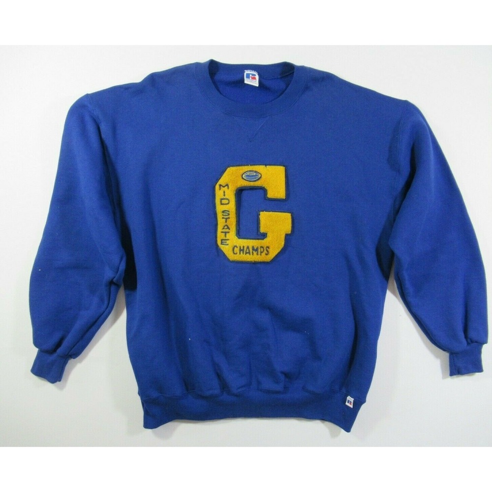 Vintage Russell Athletic Midstate Football Champs Letterman Sweatshirt Men XL
